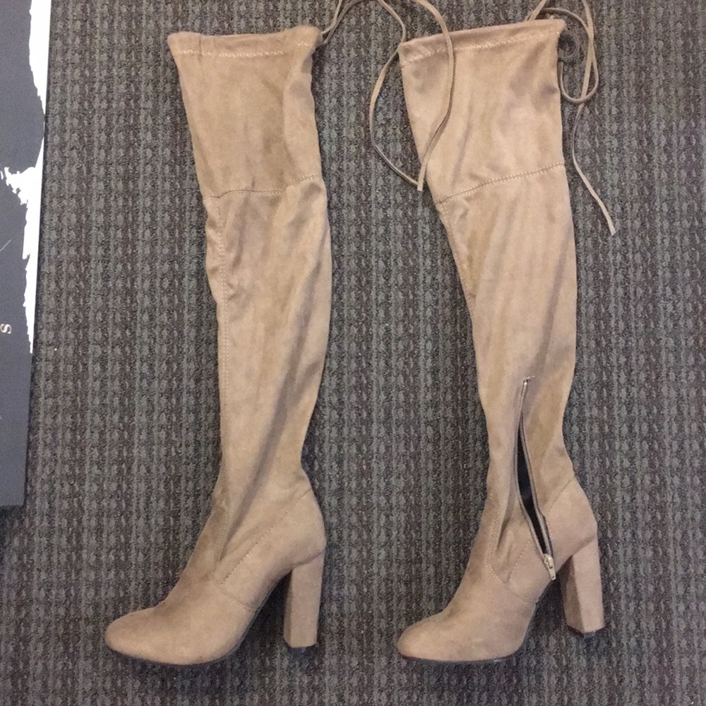 Tan over the knee boots